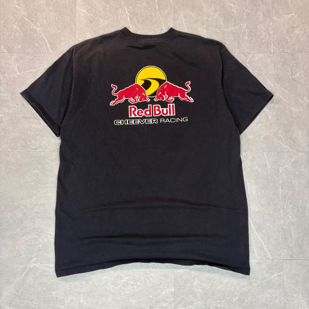 Vintage Red Bull Cheever Racing T-Shirt Men Large Black Anvil Cotton Graphic Tee
